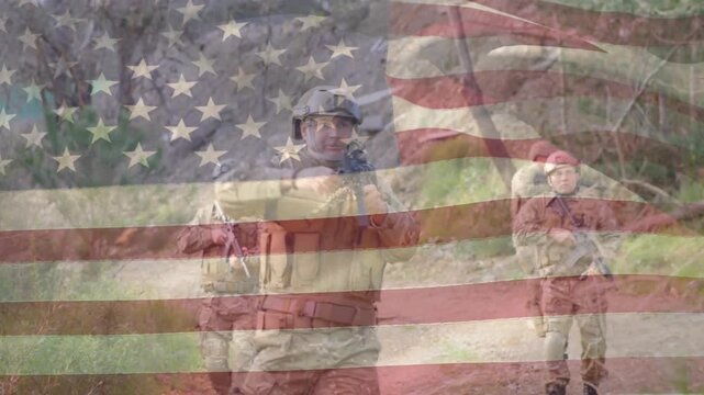 Digital video shows a USA flag animation symbolizing patriotism and celebration.