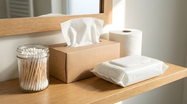 cotton swabs tissues toilet paper 