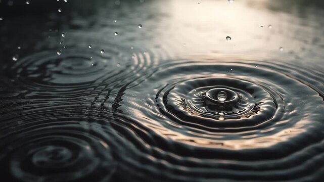 水が滴り落ちて広がる波紋
