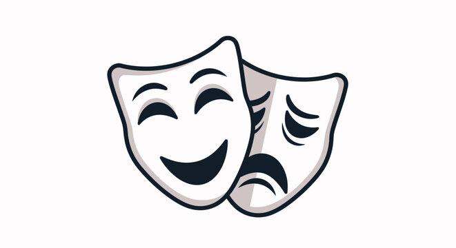 Comedy and tragedy masks icon illustration symbol isolated on white