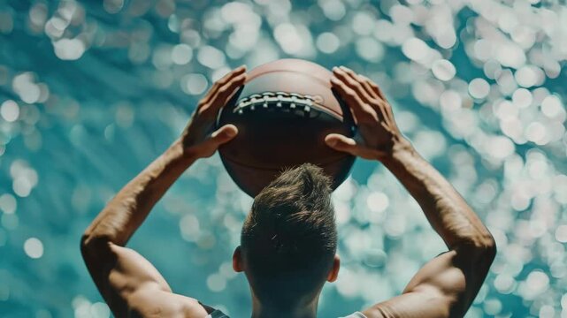 Basketball Player Underwater Catching Ball