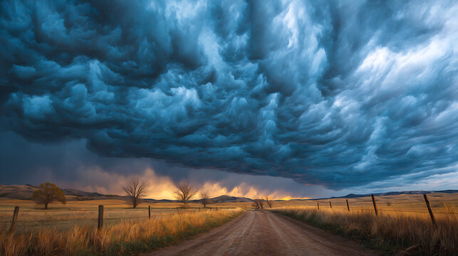 Connected storm clouds over road highway asphalt