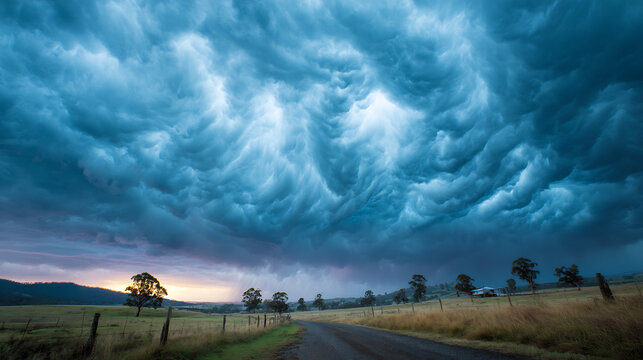 Inclusive storm clouds over storm meadow autumn