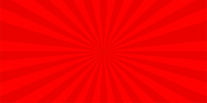 Abstract red sunburst background with radial light rays and bright starburst vector illustration for a retro backdrop design featuring orange glow and soft texture pattern