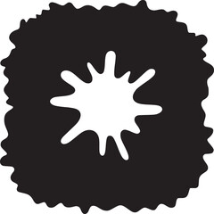 Fototapeta premium Abstract black ink blot with starburst center, organic hand-drawn splash shape, minimalist silhouette vector for logo design and artistic textures