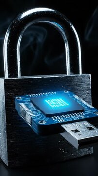 Cybersecurity lock ai semiconductor chip wars resource monopoly geopolitics digital wars data resource monopoly cyber security concept