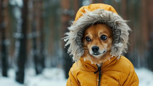 Cute dog in winter coat