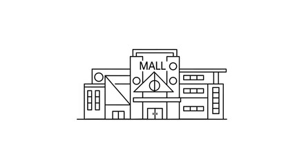 Naklejka premium Modern Shopping Mall Building Facade Outline Icon