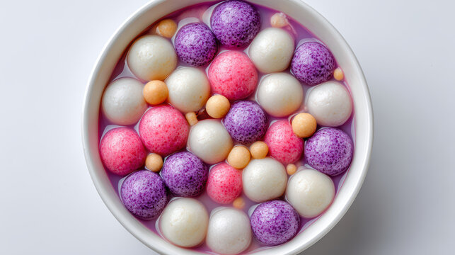 transparent bua loy thai glutinous rice balls in coconut milk
