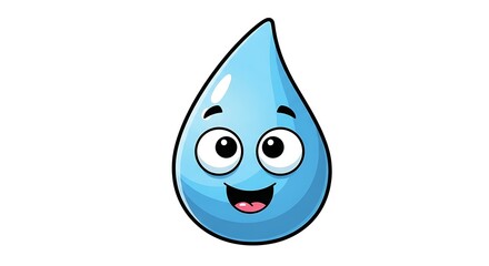 Obraz premium Cartoon water droplet with smiling face