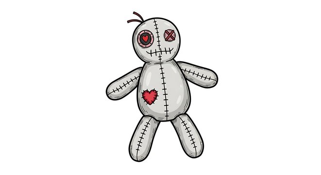 Cartoon voodoo doll illustration