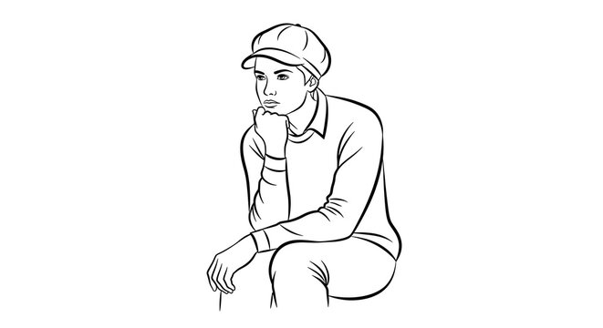 Contemplative person sketch