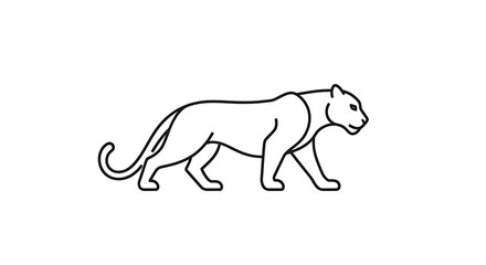 Fototapeta premium Line art illustration of a walking tiger