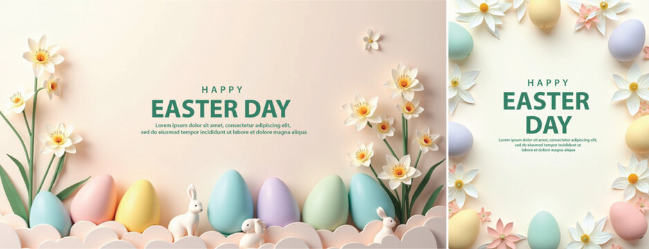 Elegant easter day background, Decorative happy easter day background for website, social media template