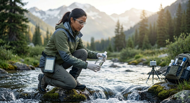 female biomedical engineer using precision calipers on a 3D-printed bio-implant in a modern research lab, focused on innovations in medicine.
