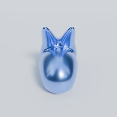 Obraz premium Glossy Blue Rabbit Figurine on Light Gray Background