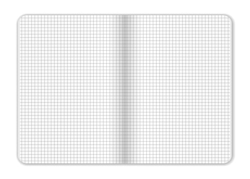 Vector realistic blank sqaured paper open notebook template