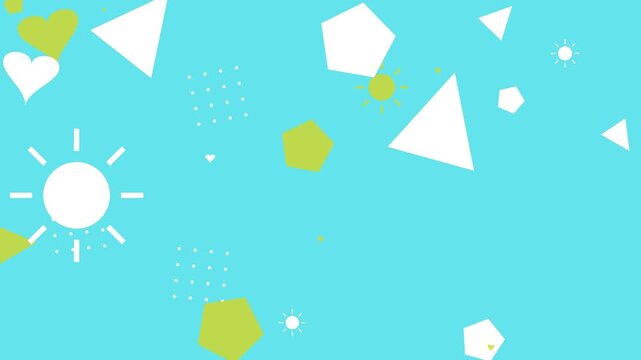 Vibrant colorful hipster memphis style background with geometric shapes on cyan