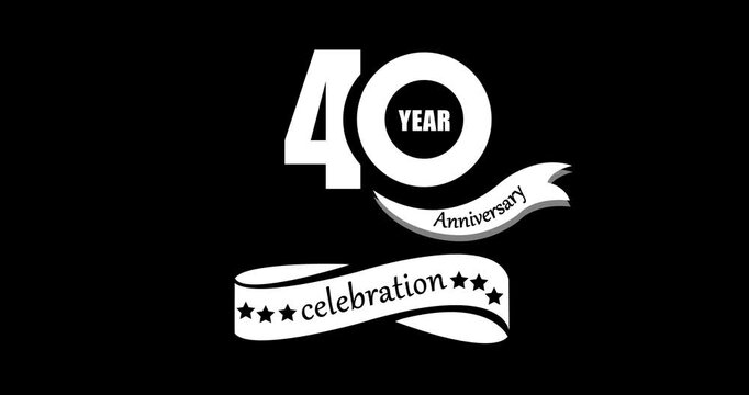 40 years anniversary motion graphic animation. 4K video six star premium milestone celebration 40 birthday wishes on a transparent background celebration animation 