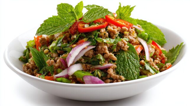transparent thai larb gai minced chicken salad toast