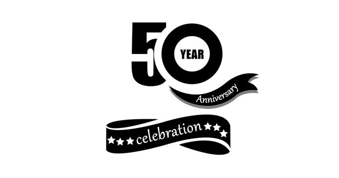 50 years anniversary motion graphic animation. 4K video six star premium milestone celebration 50 birthday wishes on a transparent background celebration animation 
