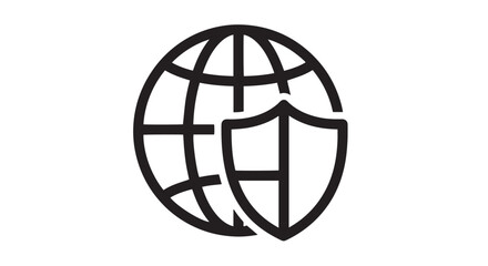 Obraz premium Global protection vector illustration combining a globe and shield symbolizing comprehensive digital security