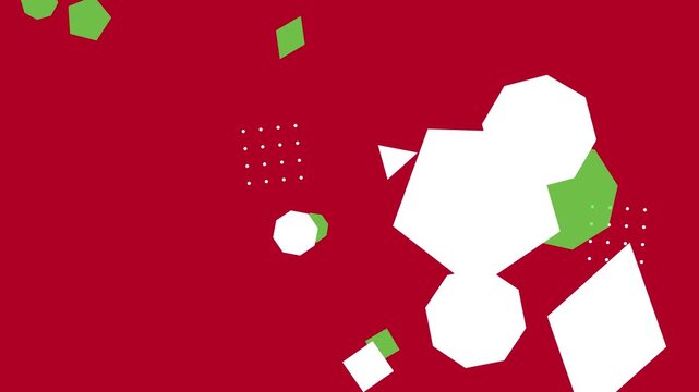 Abstract geometric motion graphic in colorful hipster memphis style on red background