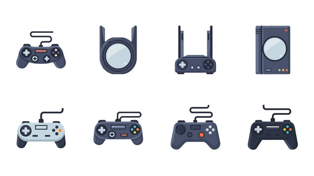 Collection of Modern Video Game Consoles and Gaming Controllers Illustration