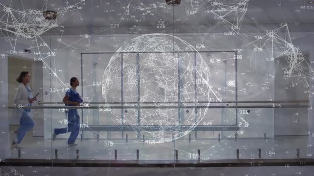 Animation of network of connections and data processing over eye