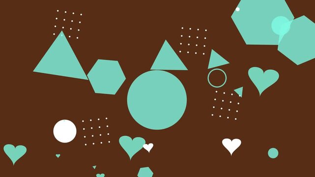 Dynamic abstract background with colorful hipster memphis style geometric shapes and icons