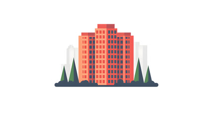 Modern city building apartment block flat design