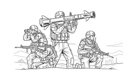 Obraz premium Soldiers in tactical gear fighting war.