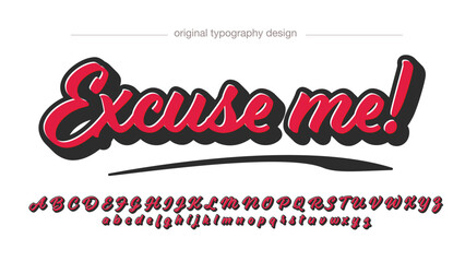 A creative typography design featuring the phrase Excuse me in red cursive font © Md