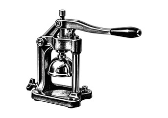 Obraz premium Vintage manual citrus juicer with lever and ribbed cup for extracting juice