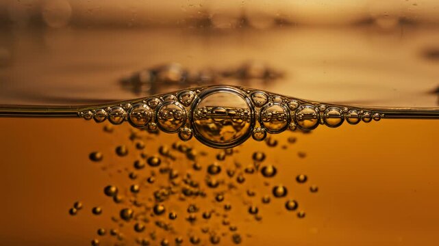 Bubbles in liquid against warm background