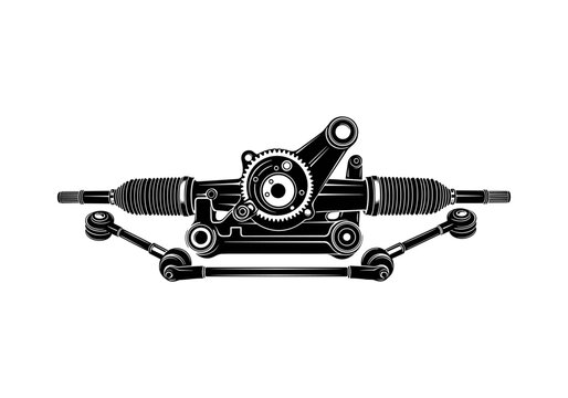 Automotive steering rack and pinion assembly with tie rods and ball joints