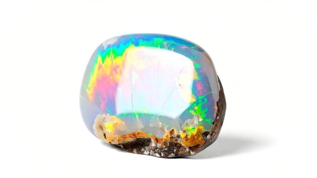 Opal gem, rainbow inclusions