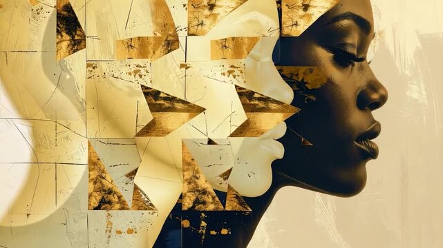 Profile with geometric shapes and gold accents