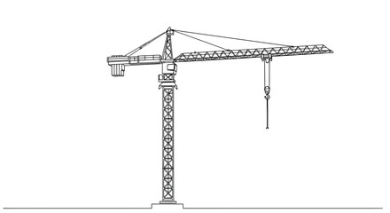 Construction crane line drawing for building projects © Line Lab