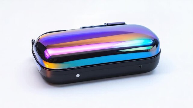 Rectangular case with iridescent color shifting finish on white
