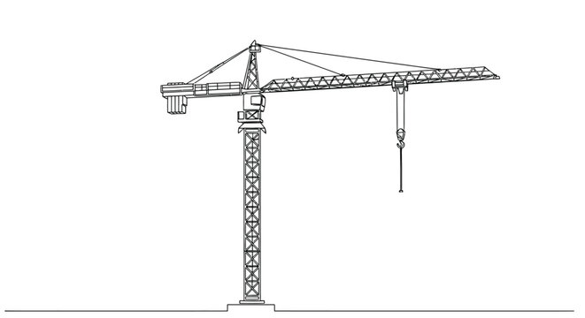 Construction crane line drawing for building projects