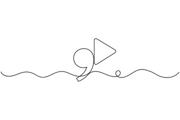 Obraz premium Quote Mark Play Button Icon Continuous One Line Drawing Video Testimonial Media Symbol Minimalist Outline
