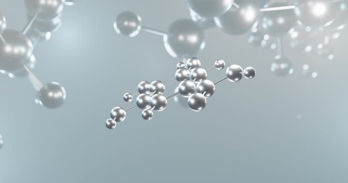 Gallic acid rotating 3d molecule, molecular structure of phenolic acid seamless video
