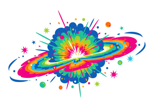 Vibrant abstract explosion of colors and shapes, cosmic nebula art