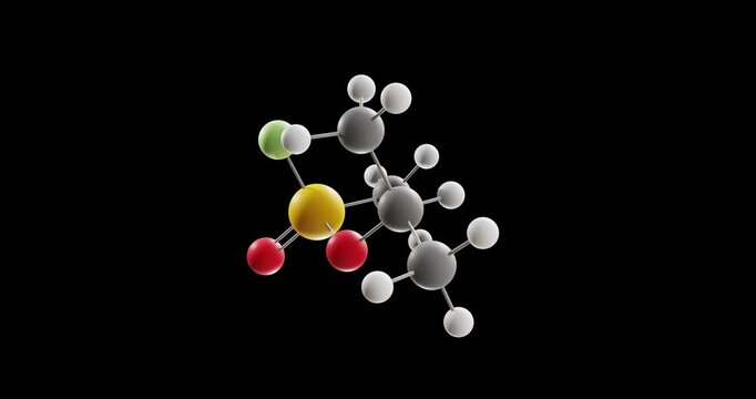 Sarin molecule, rotating 3D model of nerve agent, looped video on a black background
