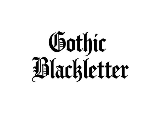 Gothic Blackletter font style text on a white background