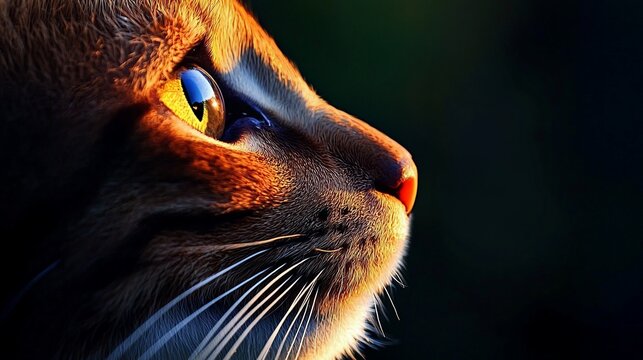 Intense feline gaze under golden light