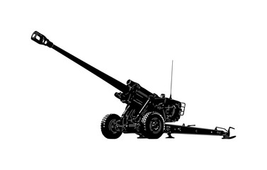 Fototapeta premium Military Howitzer Artillery Gun Vector Illustration