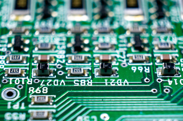 Fototapeta premium Close-up of a part of an electronic board with SMD components