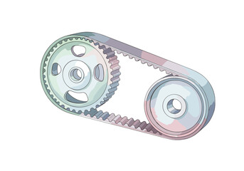 Naklejka premium Synchronous timing belt and pulleys system for mechanical power transmission